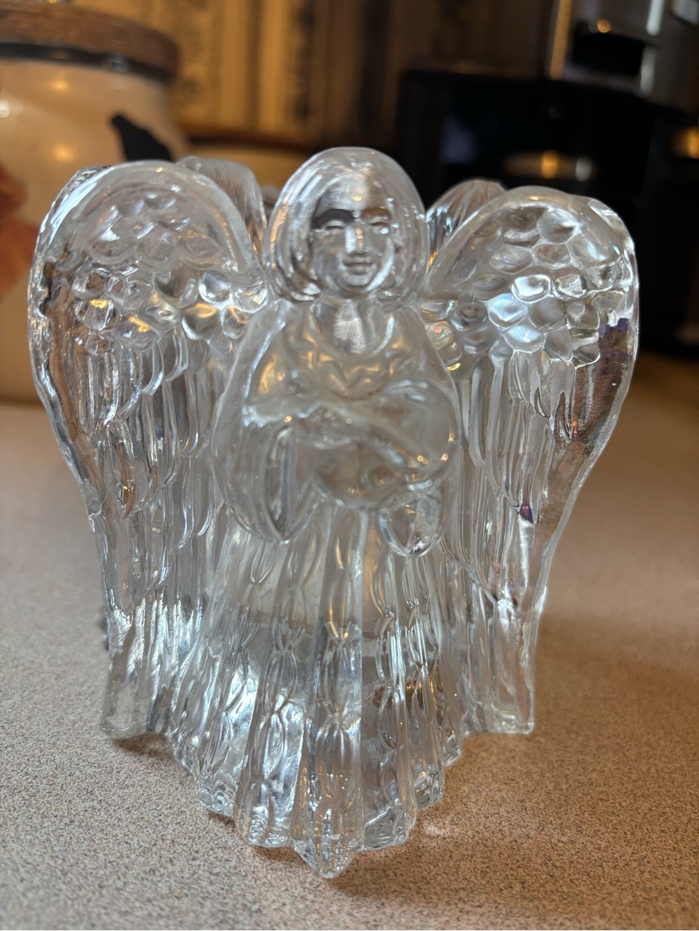 Source Unknown Clear Glass Angel Figurine